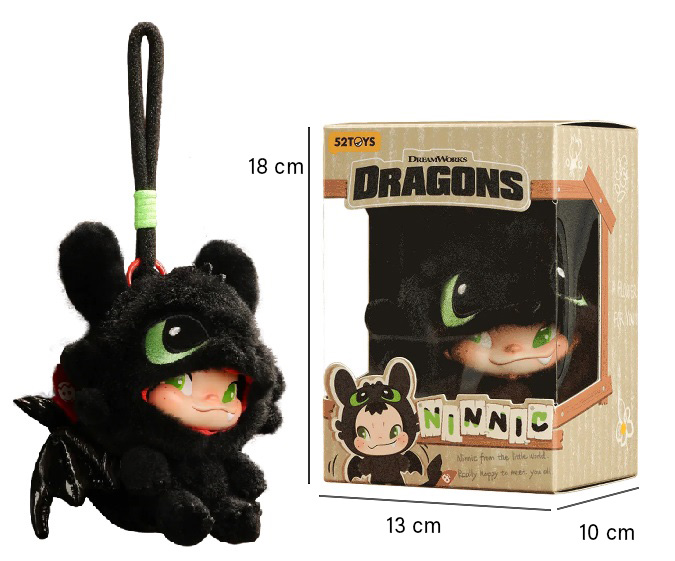 (Mis 1) NINNIC & Toothless dragon trainer Peluche Portachiavi 14cm c/Bagclip In window box (xcm)…x12